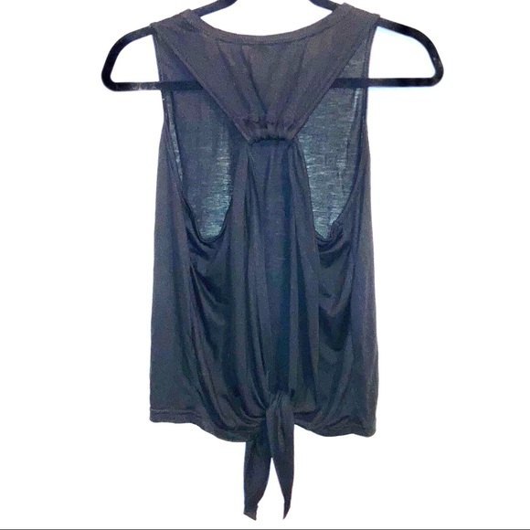 Black Racerback Open Cut Out Tie Back Sports Tank Top - Size Large - Picture 3 of 6